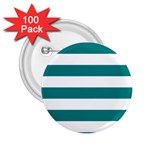 Horizontal Stripes - White and Teal 2.25  Button (100 pack)