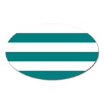 Horizontal Stripes - White and Teal Magnet (Oval)