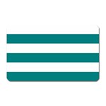 Horizontal Stripes - White and Teal Magnet (Rectangular)