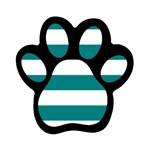 Horizontal Stripes - White and Teal Magnet (Paw Print)