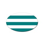 Horizontal Stripes - White and Teal Sticker (Oval)