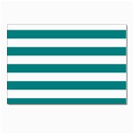 Horizontal Stripes - White and Teal Postcard 4  x 6 