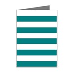 Horizontal Stripes - White and Teal Mini Greeting Card