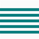 Horizontal Stripes - White and Teal 5  x 7  Photo Cards