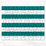 Horizontal Stripes - White and Teal Jigsaw Puzzle (Rectangular)