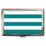 Horizontal Stripes - White and Teal Cigarette Money Case