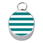 Horizontal Stripes - White and Teal Silver Compass (Mini)