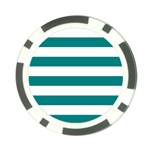 Horizontal Stripes - White and Teal Poker Chip Card Guard