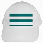 Horizontal Stripes - White and Teal White Cap