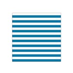 Horizontal Stripes - White and Cerulean Satin Bandana Scarf