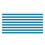 Horizontal Stripes - White and Cerulean Satin Shawl