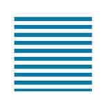 Horizontal Stripes - White and Cerulean Small Satin Scarf  (Square)