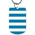 Horizontal Stripes - White and Cerulean Dog Tag (One Side)
