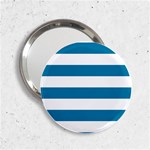 Horizontal Stripes - White and Cerulean 2.25  Handbag Mirror