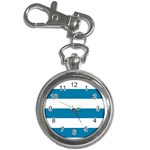 Horizontal Stripes - White and Cerulean Key Chain Watch