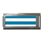 Horizontal Stripes - White and Cerulean Superlink Italian Charm (9mm)