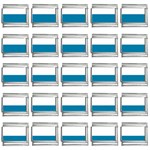 Horizontal Stripes - White and Cerulean 9mm Italian Charm (25 pack)