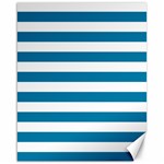 Horizontal Stripes - White and Cerulean Canvas 16  x 20 