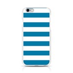 Horizontal Stripes - White and Cerulean Apple iPhone 6/6S Silicone Case (Transparent)