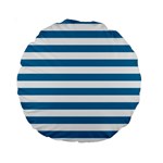 Horizontal Stripes - White and Cerulean Standard 15  Premium Round Cushion