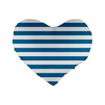 Horizontal Stripes - White and Cerulean Standard 16  Premium Heart Shape Cushion