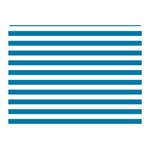 Horizontal Stripes - White and Cerulean Double Sided Flano Blanket (Mini)