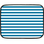 Horizontal Stripes - White and Cerulean Fleece Blanket (Mini)