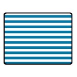 Horizontal Stripes - White and Cerulean Fleece Blanket (Small) (One Side)