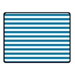 Horizontal Stripes - White and Cerulean Double Sided Fleece Blanket (Small) (Two Sides)