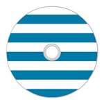 Horizontal Stripes - White and Cerulean CD Wall Clock