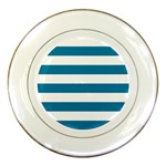 Horizontal Stripes - White and Cerulean Porcelain Plate