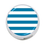 Horizontal Stripes - White and Cerulean 4-Port USB Hub (One Side)