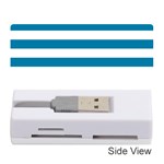Horizontal Stripes - White and Cerulean Memory Card Reader (Stick)