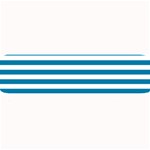 Horizontal Stripes - White and Cerulean Medium Bar Mat