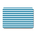 Horizontal Stripes - White and Cerulean Small Doormat