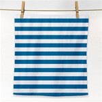 Horizontal Stripes - White and Cerulean Face Towel