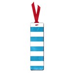 Horizontal Stripes - White and Cerulean Small Book Mark