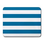 Horizontal Stripes - White and Cerulean Small Mousepad