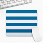 Horizontal Stripes - White and Cerulean Large Mousepad