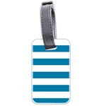 Horizontal Stripes - White and Cerulean Luggage Tag (Two Sides)