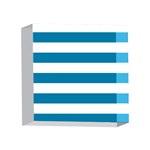 Horizontal Stripes - White and Cerulean 4 x 4  Acrylic Photo Block