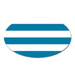 Horizontal Stripes - White and Cerulean Magnet (Oval)