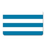 Horizontal Stripes - White and Cerulean Magnet (Rectangular)