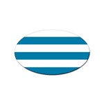 Horizontal Stripes - White and Cerulean Sticker (Oval)