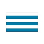 Horizontal Stripes - White and Cerulean Sticker (Rectangular)