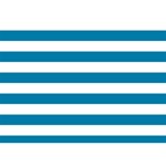 Horizontal Stripes - White and Cerulean Birthday Cake 3D Greeting Card (7x5)
