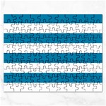 Horizontal Stripes - White and Cerulean Jigsaw Puzzle (Rectangular)