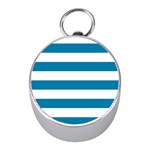 Horizontal Stripes - White and Cerulean Silver Compass (Mini)