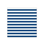 Horizontal Stripes - White and Dark Cerulean Satin Bandana Scarf