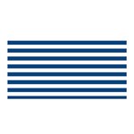 Horizontal Stripes - White and Dark Cerulean Satin Wrap